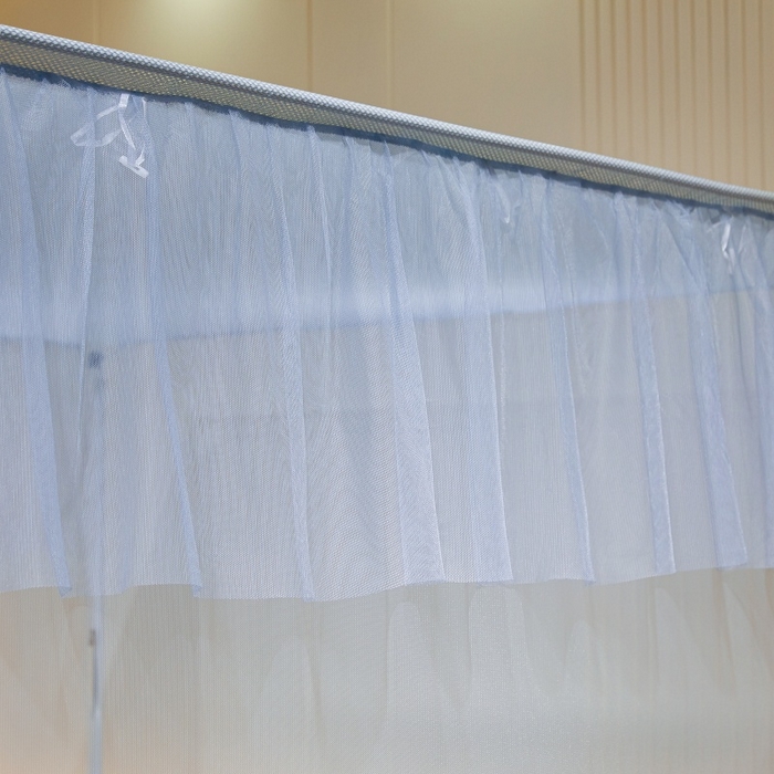 91家纺网 家纺一手货源 找家纺 卓尔居2025新款A类防蚊绗绣编织防摔坐床蚊帐 夏至-浅蓝