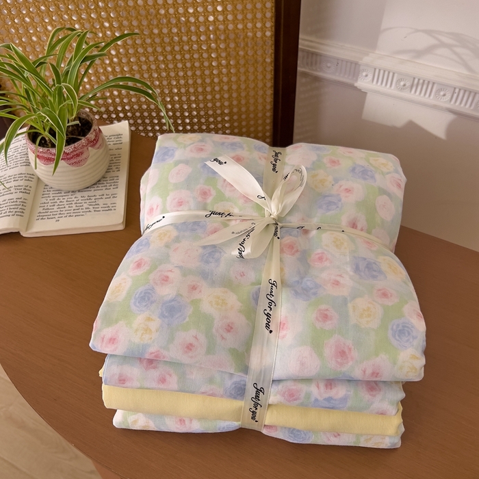 91家纺网 家纺一手货源 找家纺 （总）优品阁  2025新款A类全棉有氧双层纱四件套