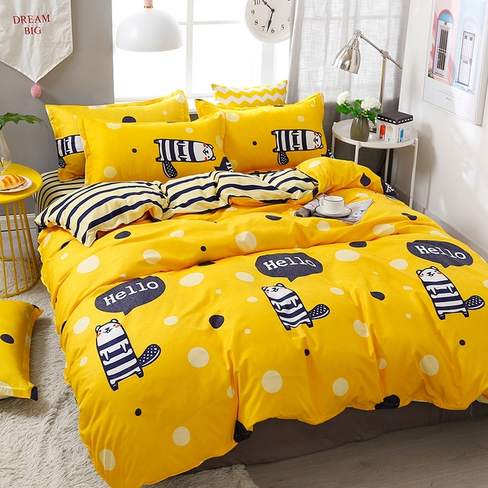 91家纺网 家纺一手货源 找家纺 梦卓家纺 2025新款亲肤芦荟棉单被套 快乐地鼠