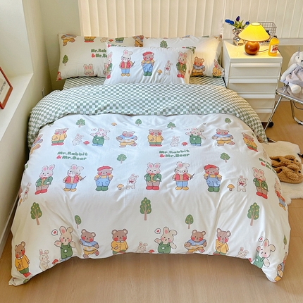 2025春夏新款全棉小清新卡通碎花学生季三件套四件套 童心