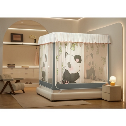 91家纺网 家纺一手货源 找家纺 卓尔居2025新款成人坐床帘系列-曲奇小熊烤漆支架 熊猫