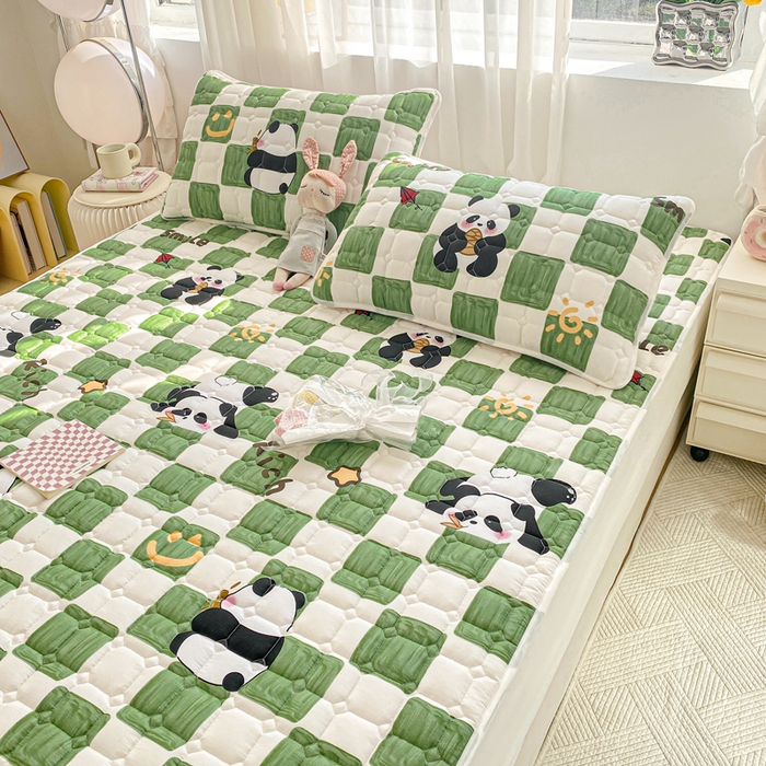 91家纺网 家纺一手货源 找家纺 鸣升家纺 2025新款全棉印花床垫 安逸胖达