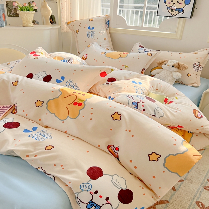 91家纺网 家纺一手货源 找家纺 梦卓家纺 2025新款亲肤芦荟棉单被套 蛋糕熊