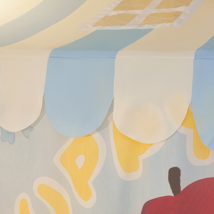 91家纺网 家纺一手货源 找家纺 卓尔居2025新款儿童小房子坐床式防摔蚊帐螺纹碳素钢支架梦幻 梦幻星屋-黄