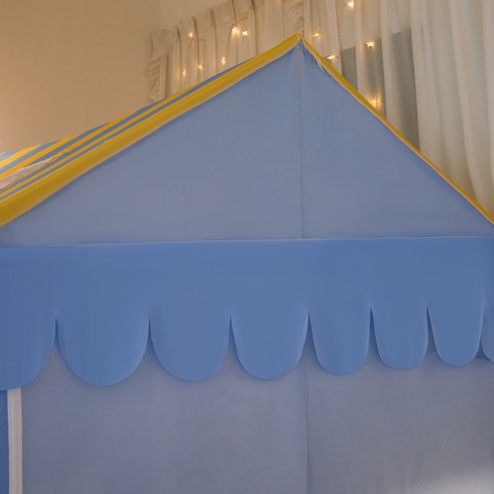 91家纺网 家纺一手货源 找家纺 卓尔居2025新款儿童小房子坐床式防摔蚊帐螺纹碳素钢支架梦幻 梦幻星屋-蓝