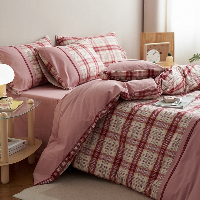 91家纺网 家纺一手货源 找家纺 安莱生活 2025新款全棉日式侘寂风条格系列四件套 梵羽