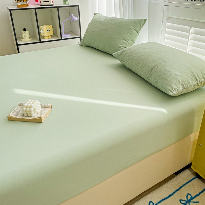 91家纺网 家纺一手货源 找家纺 仟人梦 2025新款纯色床笠 浅绿