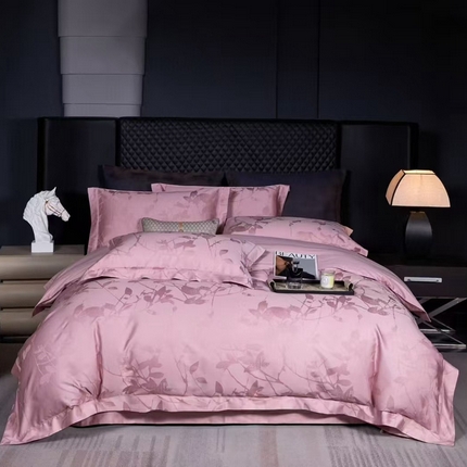 玖琳家纺 2025新款100s提花高支高密新疆长绒棉四件套 缤纷 温莎粉