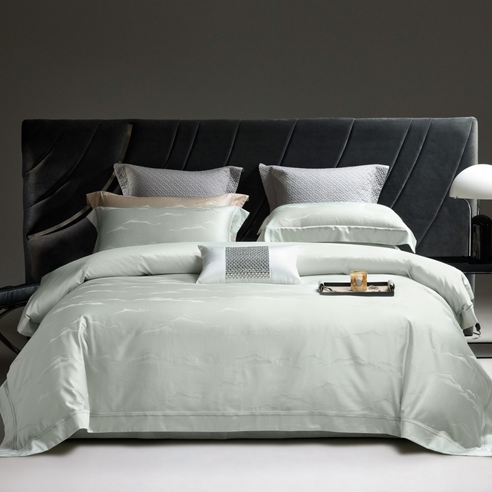 91家纺网 家纺一手货源 找家纺 榻尚家居 2025新款天丝棉提花加绣花工艺款床品四件套-山岚夏梦 山岚夏梦  薄荷绿