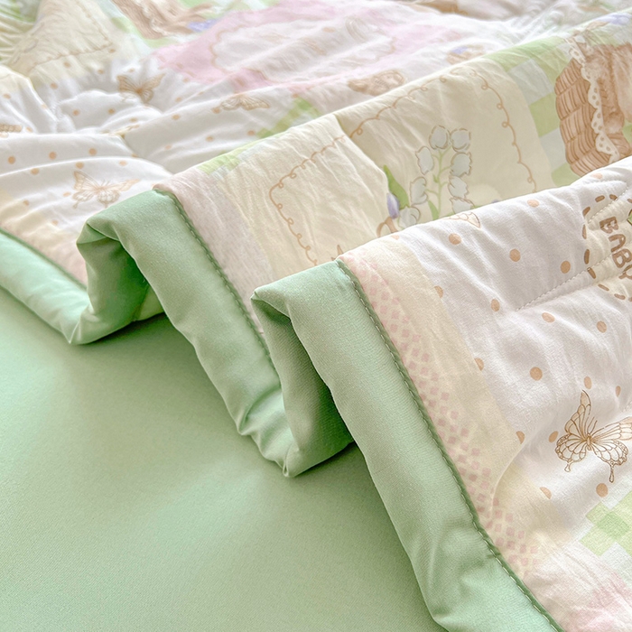 91家纺网 家纺一手货源 找家纺  2025新款A类新疆棉花夏凉被加宽包边水洗棉卡通印花吸湿透气棉花夏被空调被 凌香 宠物格