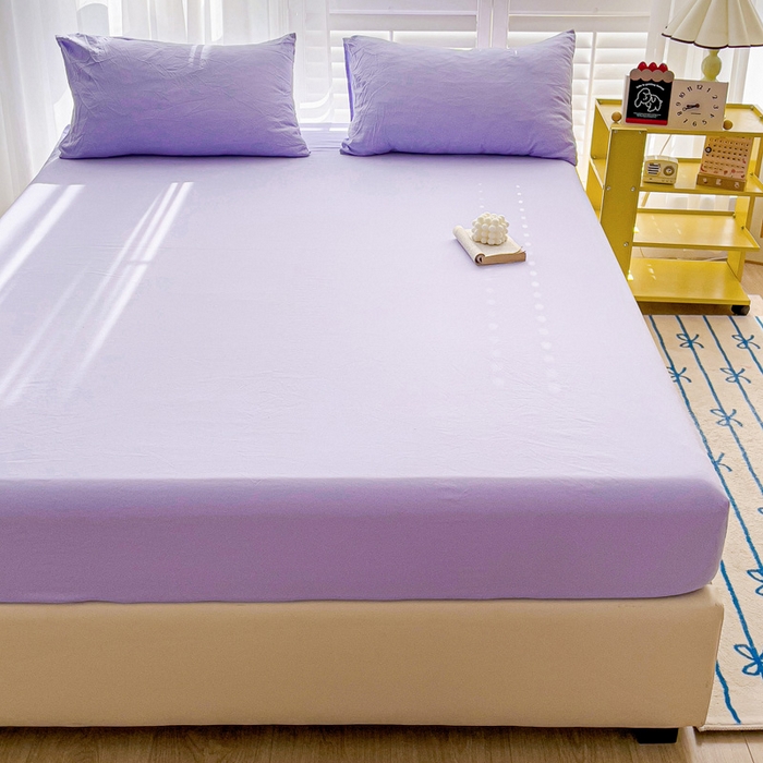 91家纺网 家纺一手货源 找家纺 仟人梦 2025新款纯色床笠 浅紫