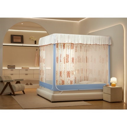 91家纺网 家纺一手货源 找家纺 卓尔居2025新款成人坐床帘系列-曲奇小熊烤漆支架 棕色熊