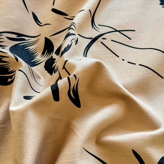 91家纺网 家纺一手货源 找家纺 宅家居 2025新款爆款轻法式赫本风复古印花13372纯棉四件套韩式黑色花边40支全棉三件套 晚乔