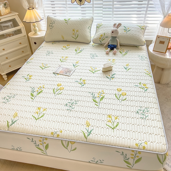 91家纺网 家纺一手货源 找家纺 世纪绒品 2026新款印花卡通床笠款乳胶凉席 郁金香