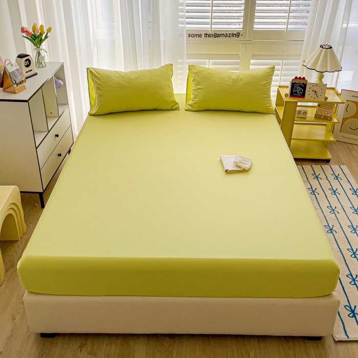 91家纺网 家纺一手货源 找家纺 仟人梦 2025新款纯色床笠 果绿