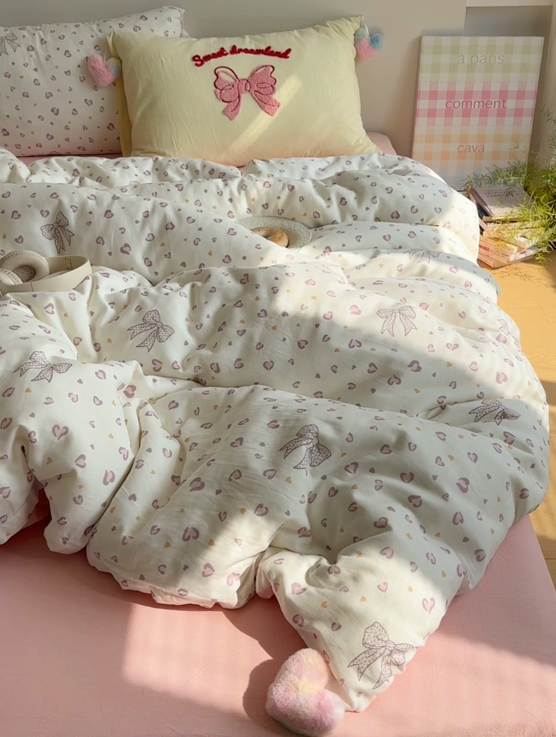 91家纺网 家纺一手货源 找家纺 丽涵 2025年春夏新品全棉双层纱印花毛巾绣四件套 爱心豹纹