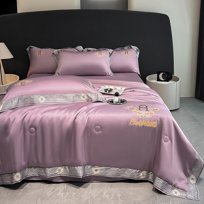 91家纺网 家纺一手货源 找家纺 露梦家纺2025新款A类水洗真丝夏被-格调 格调-玫瑰紫