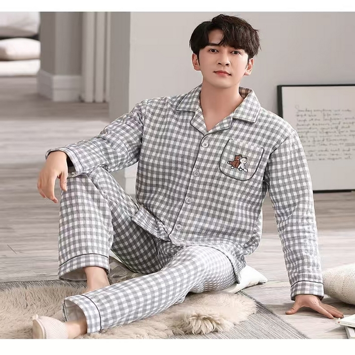 91家纺网 家纺一手货源 找家纺 （总）洛兰沙家居馆【只代发】【只代发】 纯棉夹层情侣家居服