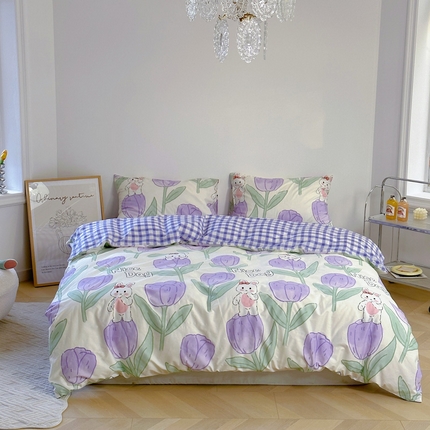 2025春夏新款全棉小清新卡通碎花学生季三件套四件套 知语