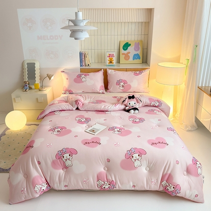 木堇家居 2025三丽鸥针织棉麻绳大豆夏被 爱心美乐蒂