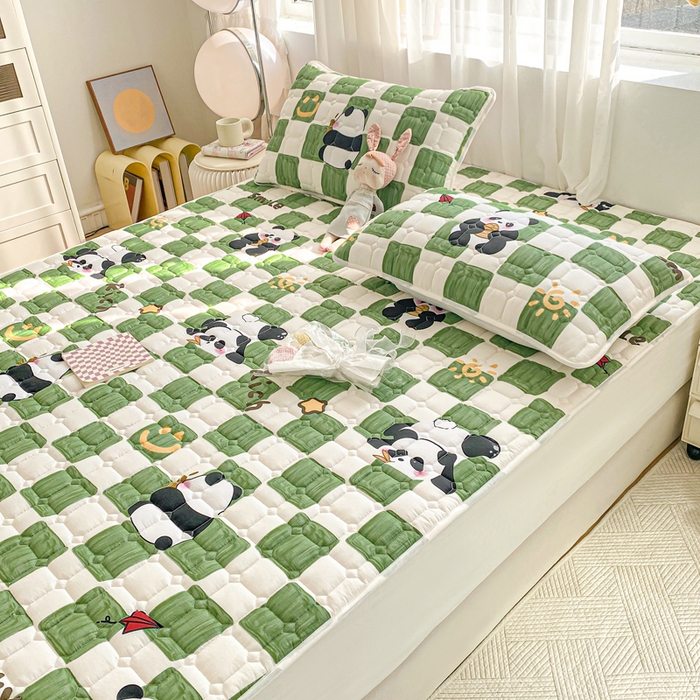 91家纺网 家纺一手货源 找家纺 鸣升家纺 2025新款全棉印花床垫 安逸胖达