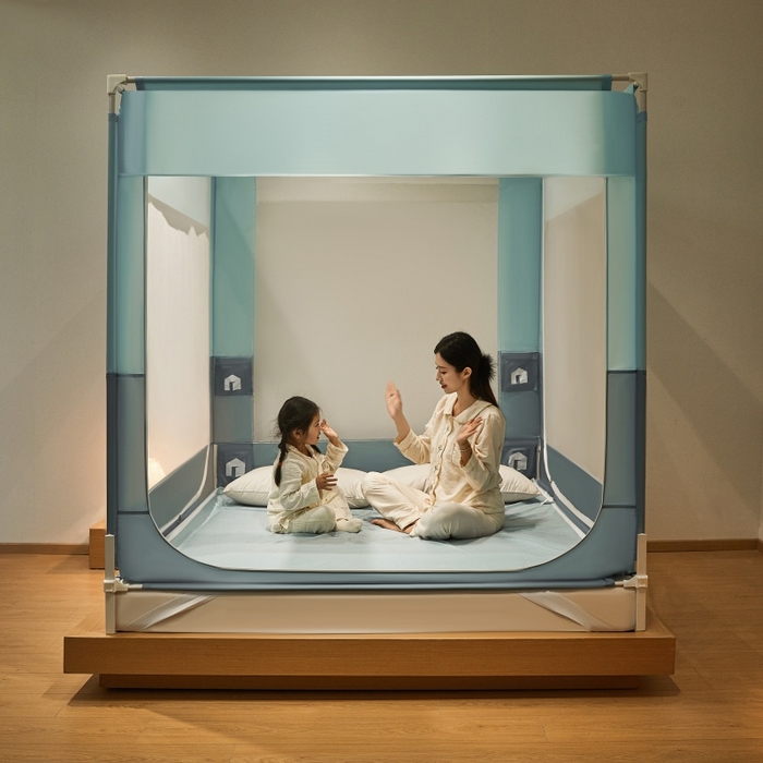 91家纺网 家纺一手货源 找家纺 卓尔居2025新款成人坐床外穿蚊帐-mood.max max.浅蓝