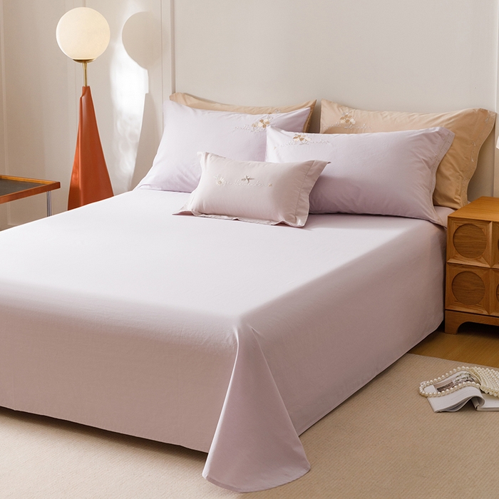 91家纺网 家纺一手货源 找家纺 艾莱家纺 2025新款A类水洗棉加厚绣花四件套-栀夏 栀夏-青叶紫