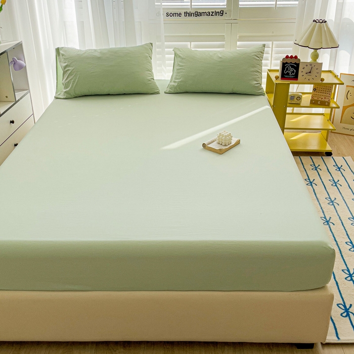 91家纺网 家纺一手货源 找家纺 仟人梦 2025新款纯色床笠 浅绿