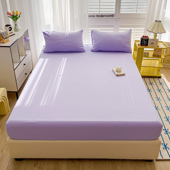 91家纺网 家纺一手货源 找家纺 仟人梦 2025新款纯色床笠 浅紫