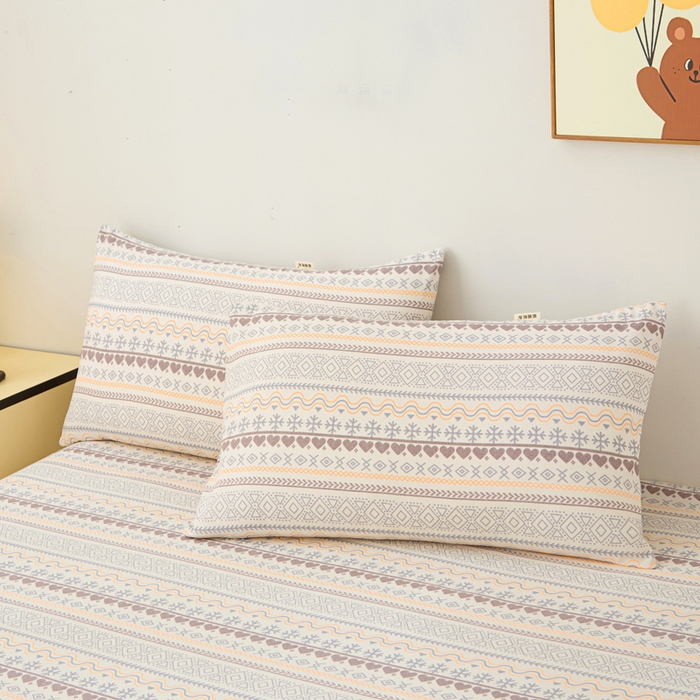 91家纺网 家纺一手货源 找家纺 首爱家纺 2025新款锦柔老粗布印花床笠 波西米亚