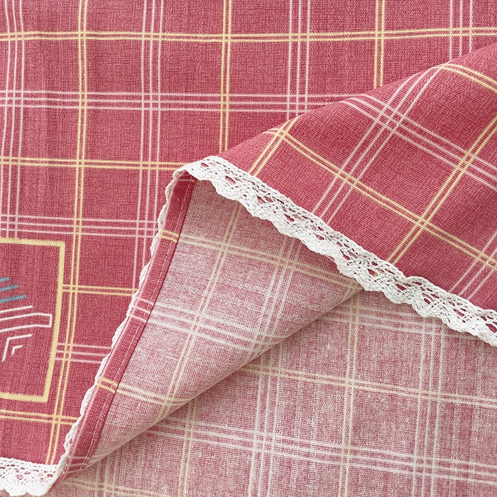 91家纺网 家纺一手货源 找家纺 2025春夏新品鱼骨棉老粗布凉席 格韵-粉