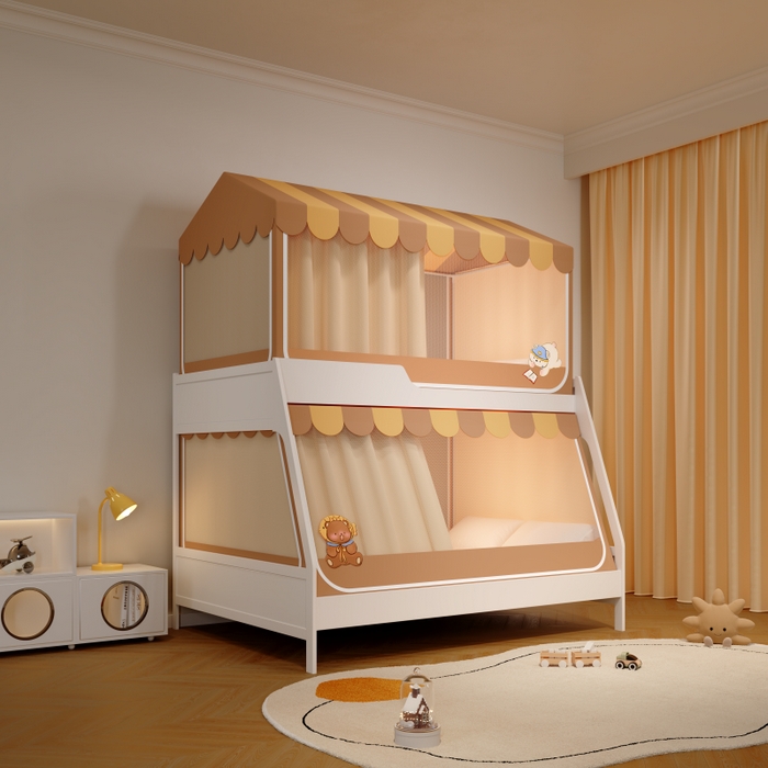 91家纺网 家纺一手货源 找家纺 卓尔居2025新款子母蚊帐小房子系列 彩虹小窝-橘