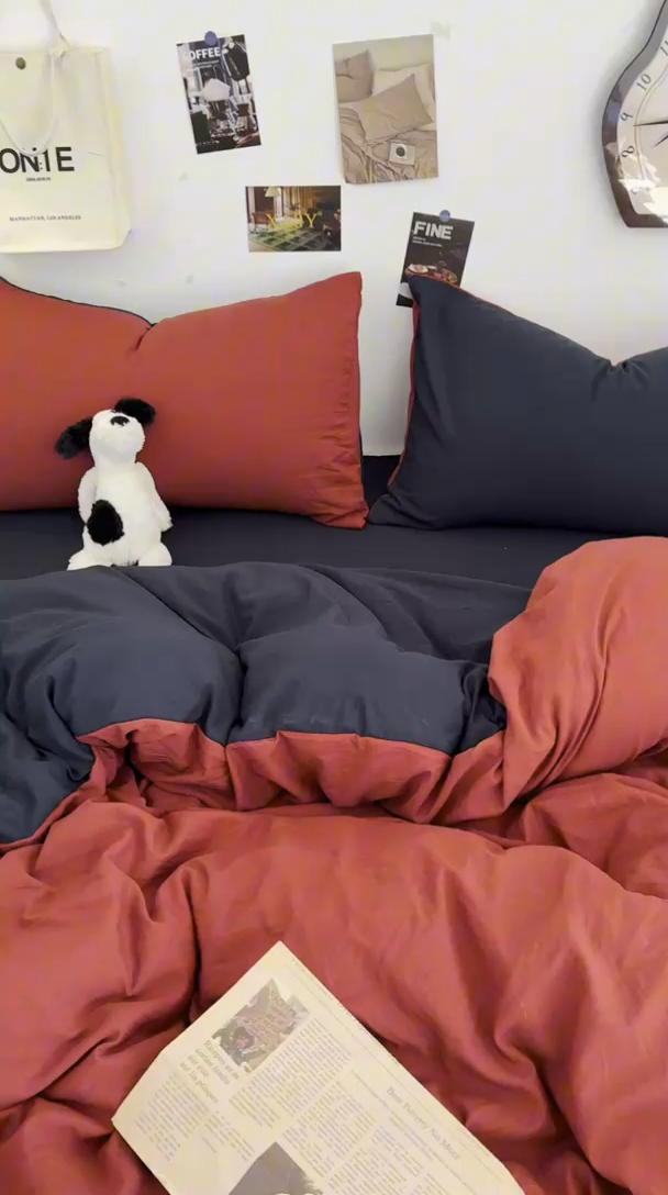 91家纺网 家纺一手货源 找家纺 （总）耀达家居 2025新款纯色A类水洗棉双拼四件套