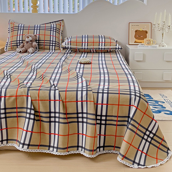 91家纺网 家纺一手货源 找家纺 2025春夏新品鱼骨棉老粗布凉席 英伦时尚