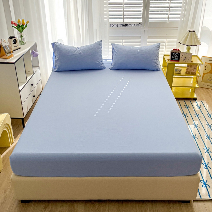 91家纺网 家纺一手货源 找家纺 仟人梦 2025新款纯色床笠 天蓝