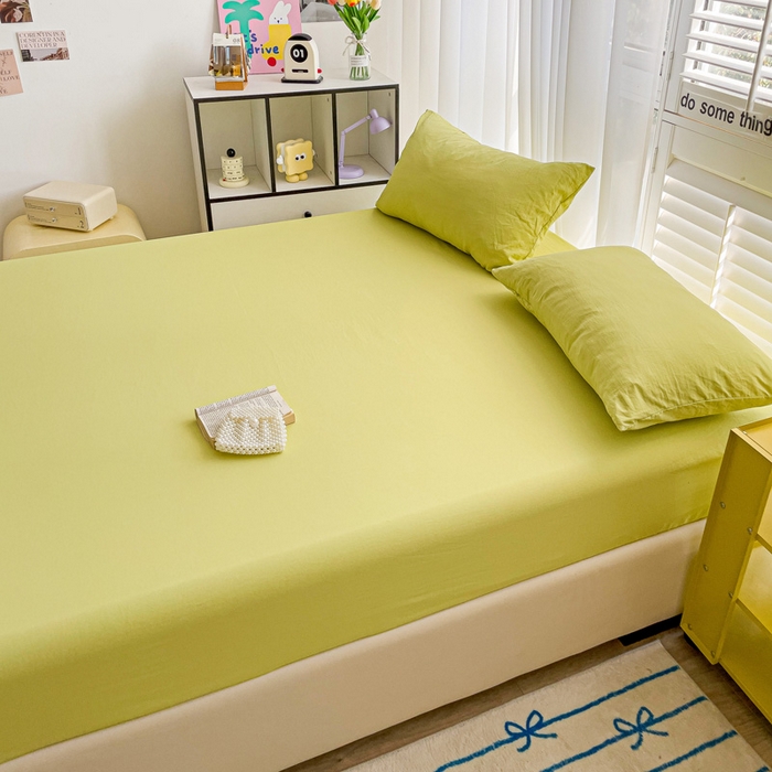 91家纺网 家纺一手货源 找家纺 仟人梦 2025新款纯色床笠 果绿