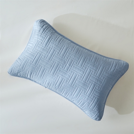 91家纺网 家纺一手货源 找家纺 温宁家纺 2025新款枕套 横竖格蓝色