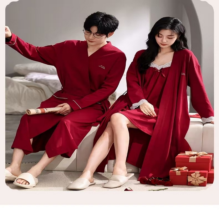 91家纺网 家纺一手货源 找家纺 （总）洛兰沙家居馆【只代发】【只代发】 拉架棉婚庆睡袍家居服