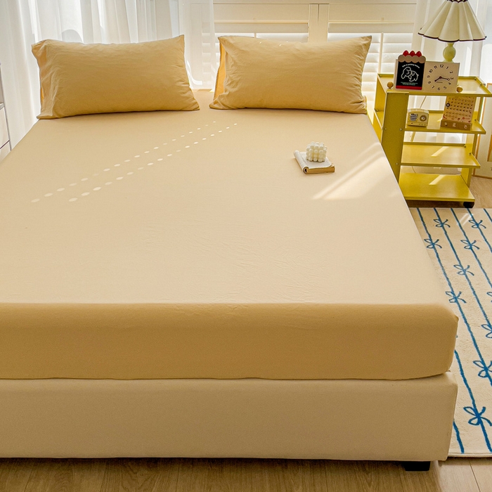 91家纺网 家纺一手货源 找家纺 仟人梦 2025新款纯色床笠 浅驼