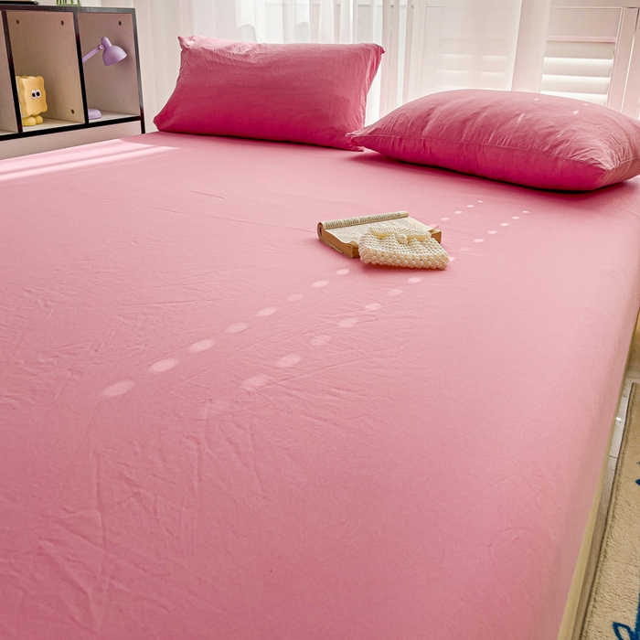 91家纺网 家纺一手货源 找家纺 仟人梦 2025新款纯色床笠 玫红