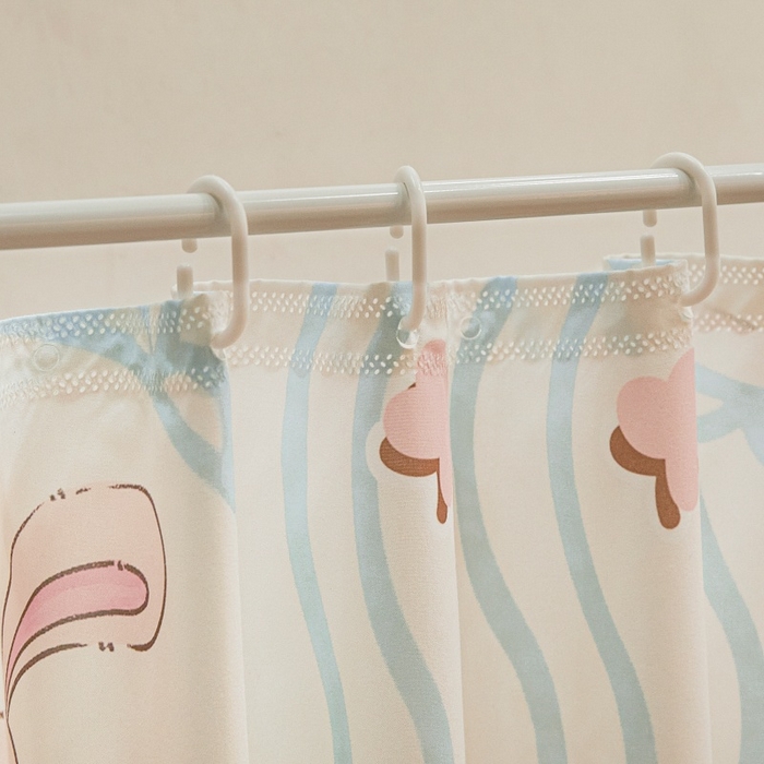 91家纺网 家纺一手货源 找家纺 卓尔居2025新款成人坐床帘系列-曲奇小熊烤漆支架 粉色熊