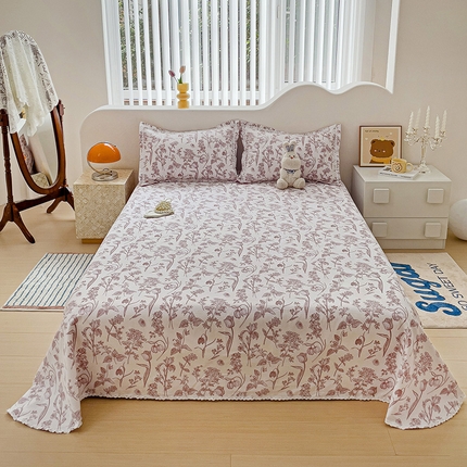 91家纺网 家纺一手货源 找家纺 2025春夏新品鱼骨棉老粗布凉席 花意