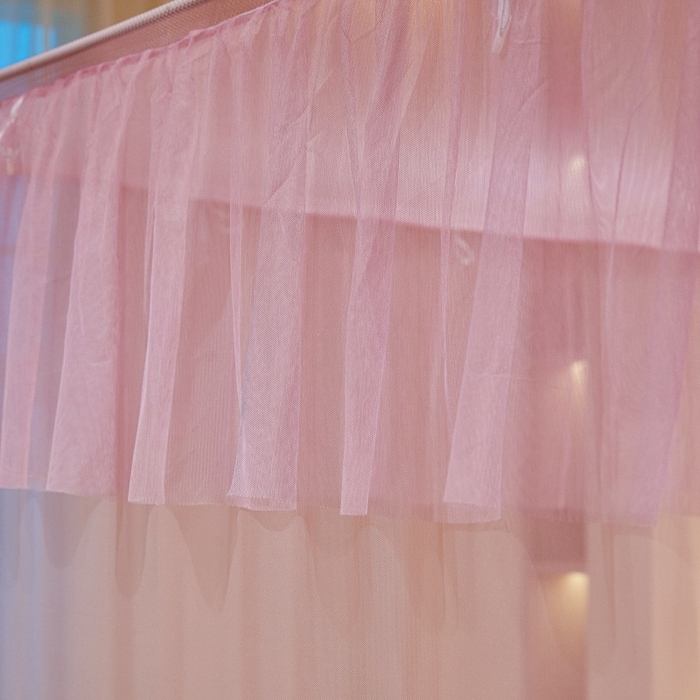 91家纺网 家纺一手货源 找家纺 卓尔居2025新款A类防蚊绗绣编织防摔坐床蚊帐 夏至-粉