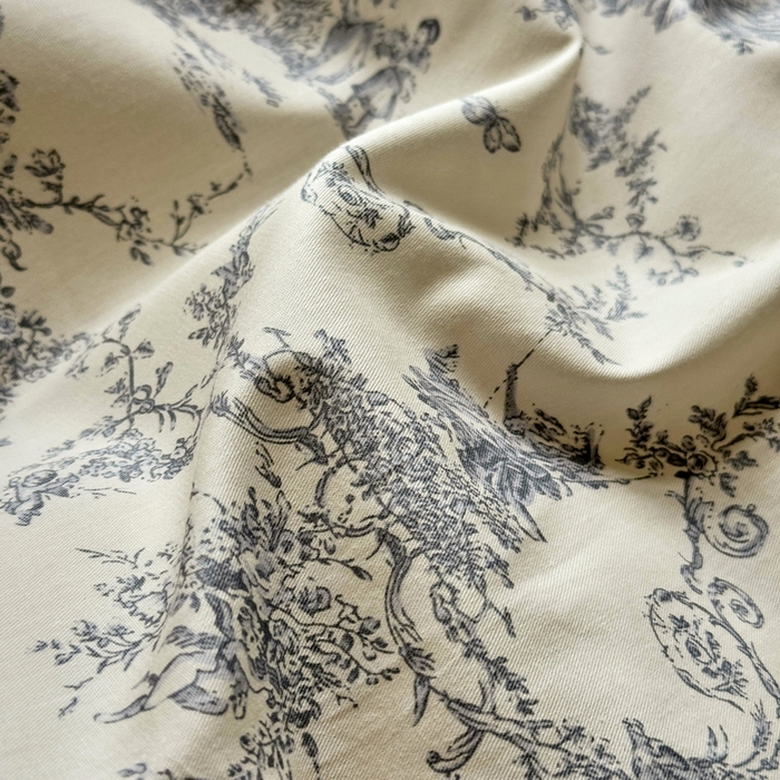 91家纺网 家纺一手货源 找家纺 宅家居 2025新款爆款轻法式赫本风复古印花13372纯棉四件套韩式黑色花边40支全棉三件套 醉颜