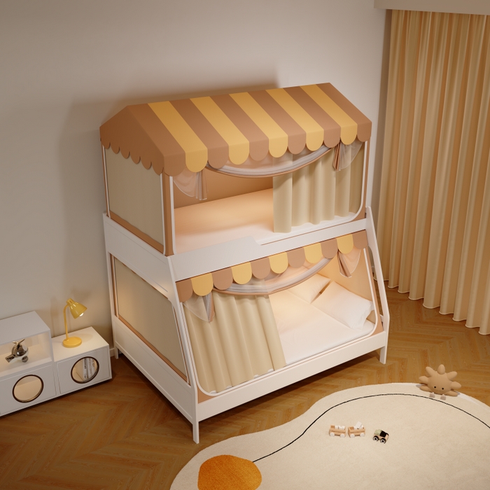 91家纺网 家纺一手货源 找家纺 卓尔居2025新款子母蚊帐小房子系列 彩虹小窝-橘