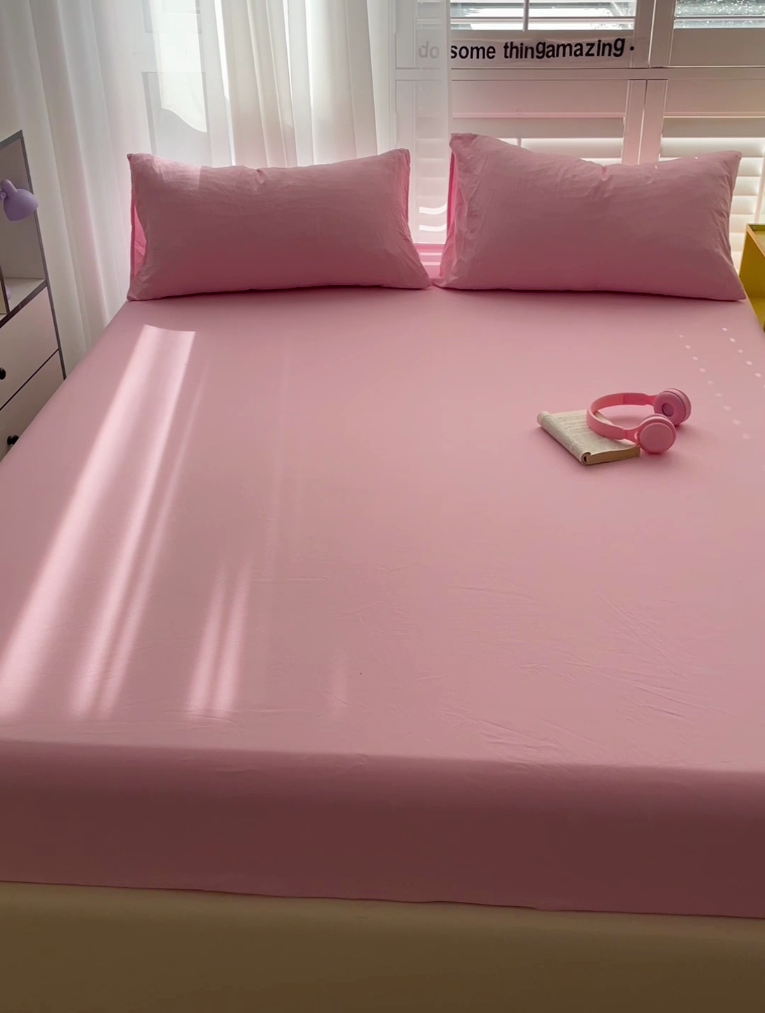 91家纺网 家纺一手货源 找家纺 仟人梦 2025新款纯色床笠 粉色