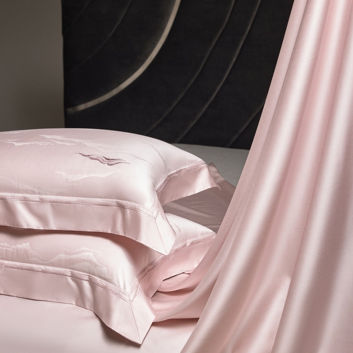 91家纺网 家纺一手货源 找家纺 （总）榻尚家居 2025新款天丝棉提花加绣花工艺款床品四件套-山岚夏梦