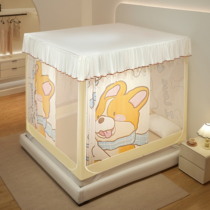 91家纺网 家纺一手货源 找家纺 （总）卓尔居2025新款成人坐床帘系列-曲奇小熊烤漆支架