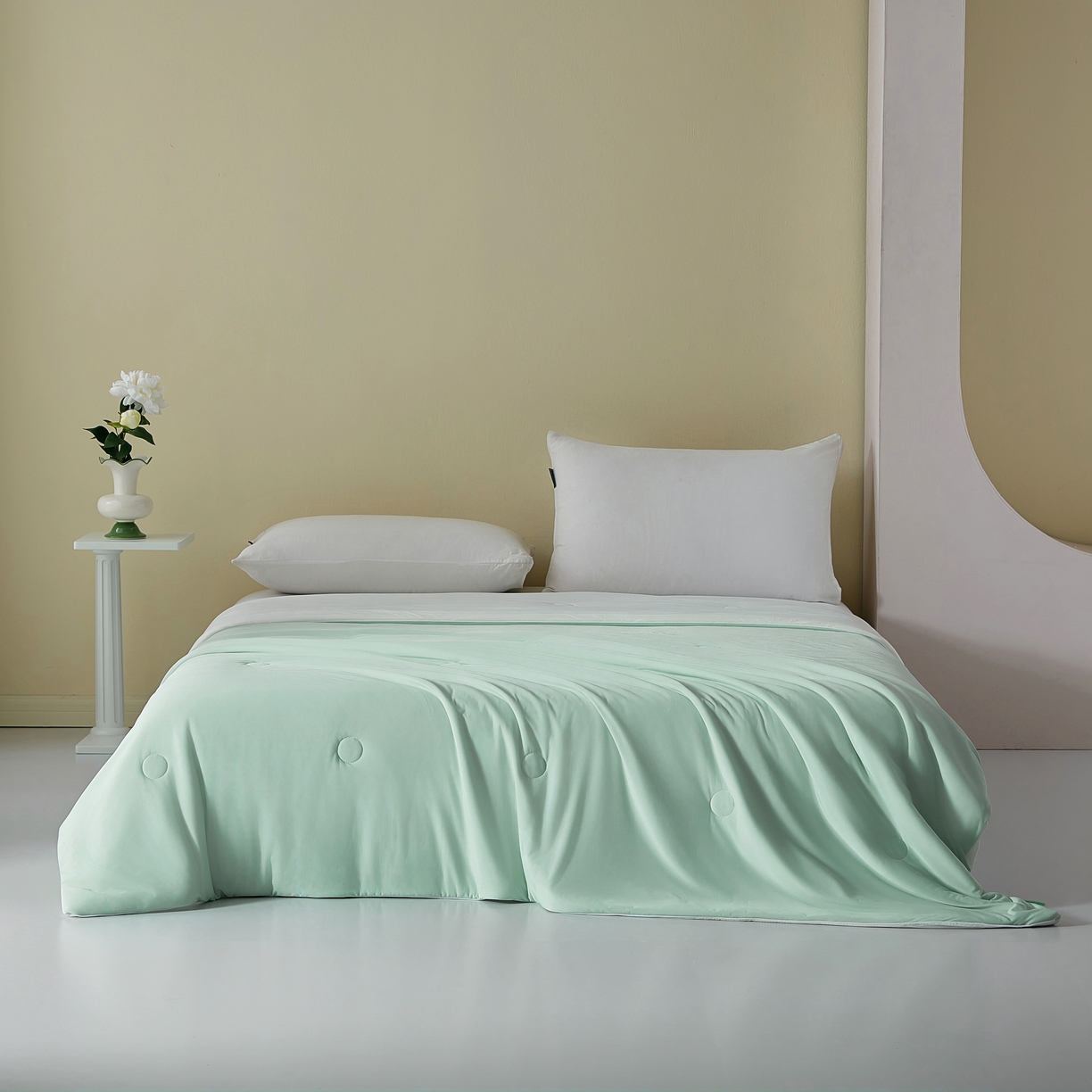 91家纺网 家纺一手货源 找家纺 梦恬佳 2025新款A类凉感丝夏凉被 奶油杏