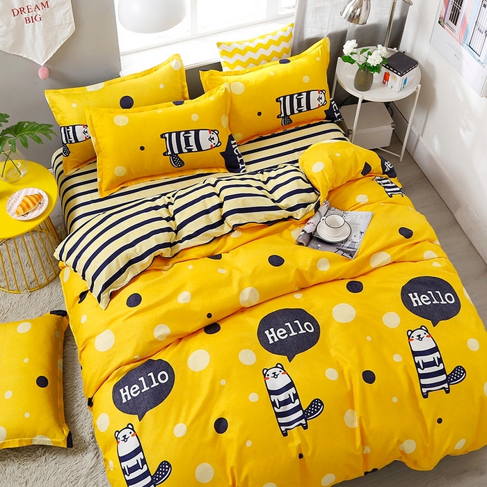 91家纺网 家纺一手货源 找家纺 梦卓家纺 2025新款亲肤芦荟棉单被套 快乐地鼠